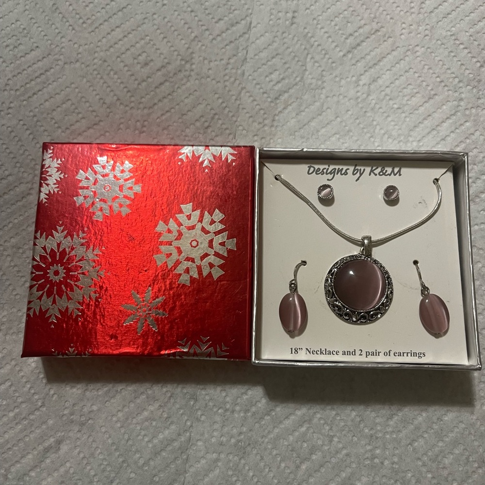 K&M Set Of Necklace and 2 pairs of earrings NWT in original box